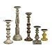 IMAX 5544-5 Kanan Wood Candleholders [Set of 5] - Mango Wood, Iron, Distressed Finish - Candle Stand for 3 in. Pillar Candles. Home Decor Accent