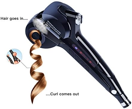 Erjing Automatic Hair Curler Steam Spray Ceramic Hair Curling Iron with LCD Display Heat Resistant Glove