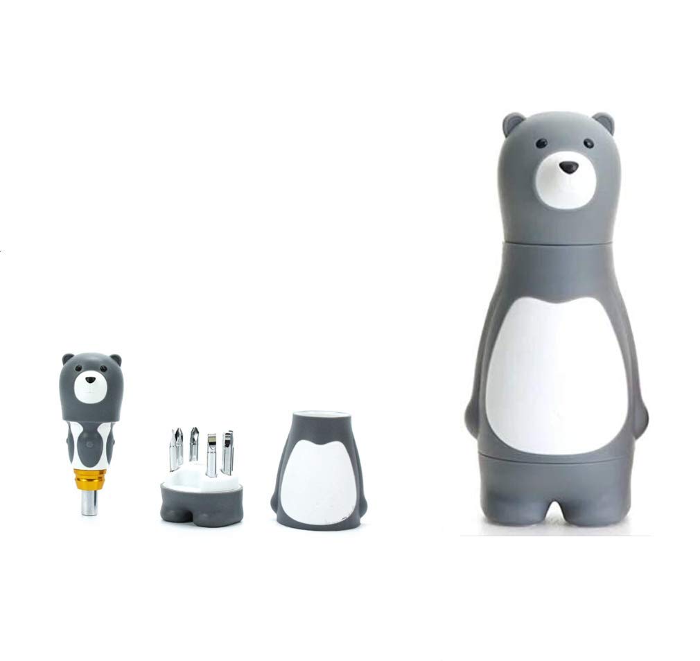 Men’s Gift 6 in 1 Cute Bear Precision Screwdriver Set,s2 Alloy Steel Quality,Home Appliance Furniture Household Repair Tool Kits for Electronic Devices