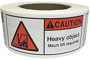 MR-LABEL MR Label Company Caution Heavy Object Mech Lift Required Rolls