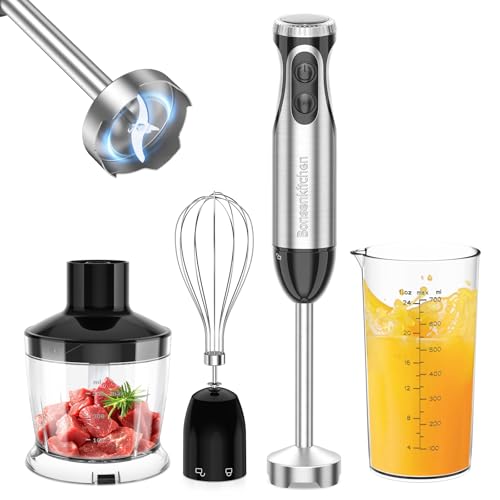 Bonsenkitchen Mixeur Plongeant, 4-En-1 Mixeur Plongeur Multifonction 1000W