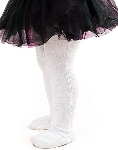 BaBa Mate Infant Baby Girls' Tights - Warm Cotton White Toddler Tights for Girls