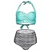 Flyalone❤️Women Vintage Swimsuit Two Piece Retro Halter Ruched High Waist Print Bikini Setthumb 4