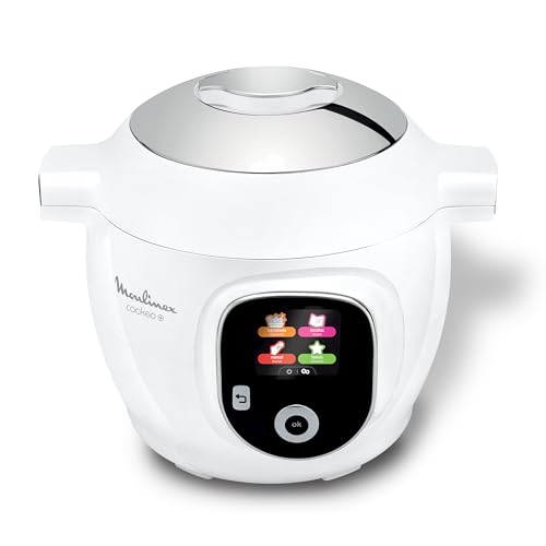 Moulinex Cookeo+ Smart High Pressure Multicooker, 6 L, 80 Built-in Recipes, Unattended, Intuitive Display, Step-by-Step Cooking Guide, Dedicated Application, White CE854110