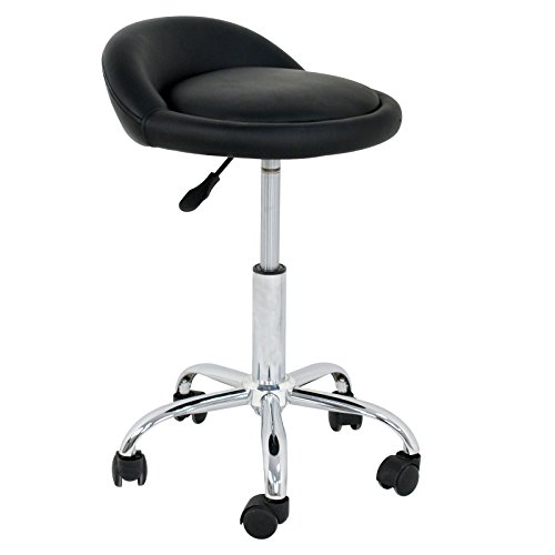 Nova Microdermabrasion Rolling Stool Swivel Salon Stool Chair Adjustable Drafting Stool Tattoo Office Massage Medical Facial Spa Stool with PU Cushion Backrest(Black)