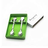 Huayoung 4-pcs Lovely Cat Stainless Steel Hanging Spoons Dessert Spoons Tea Coffee Scoops (4.5-inch in length)
