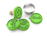 Silicandy Cookie Stamp Molds - 4/6 Set - Great for Activities with Kids - Themes are Get Well Soon / Royal Princess / Social Media Tween / Spread the Love - Silicone Kit for Homemade Cookies [Green]