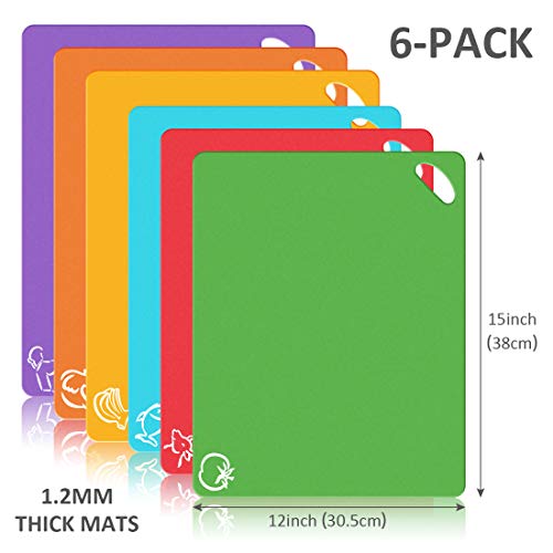 image for GROWNEER 6-Pack Extra Thick Flexible Plastic Cutting Board Mats 15''×