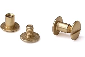 TruBind Aluminum Chicago Screw and Post Sets | 1/4 inch Post Length | 3/16 inch Post Diameter | Antique Brass-Colored | 100 Screws and 100 Posts