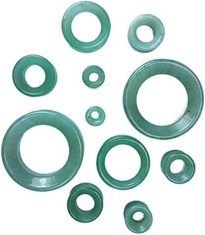 PAIR 2G-38mm Green Jade Organic Stone Tunnels Plugs Ear Gauges Double Flare (1-1/2" (38mm))