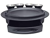 Butler Concepts The Fajita Butler Serving Set, with Cast Iron Skillet and Removable Handle, Heat-Resistant Base, Dual Sliding Tortilla Tray, 2 Condiment Holders with 4 Stainless Steel Ramekins