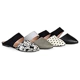 Brinley Co Womens Faux Suede Faux Leather Slip-On Mules