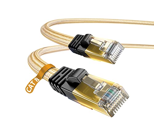 Cat 7 Ethernet Cable,Gold 10M/33FT DanYee Nylon Braided CAT7 High Speed Professional Lan Cable Gold Plated Plug STP Wires CAT 7 RJ45 Internet Network Cable (Gold 10M/33FT)