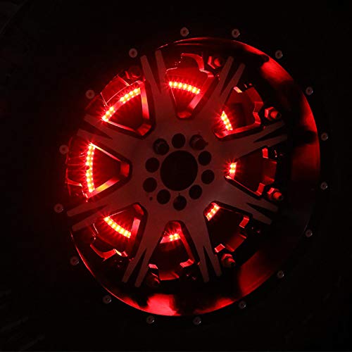 Spare Tire Brake Light for Jeep Wrangler JK JKU(2007-2017), Third 3rd Brake Tail Lamp, Round Stop Lights, Red LED Wheel Ring Lights, Black Exterior