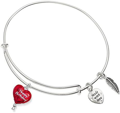 Enni of York balloon HAPPY BIRTHDAY Charm Ani-Silver Expandable Bangle Bracelet