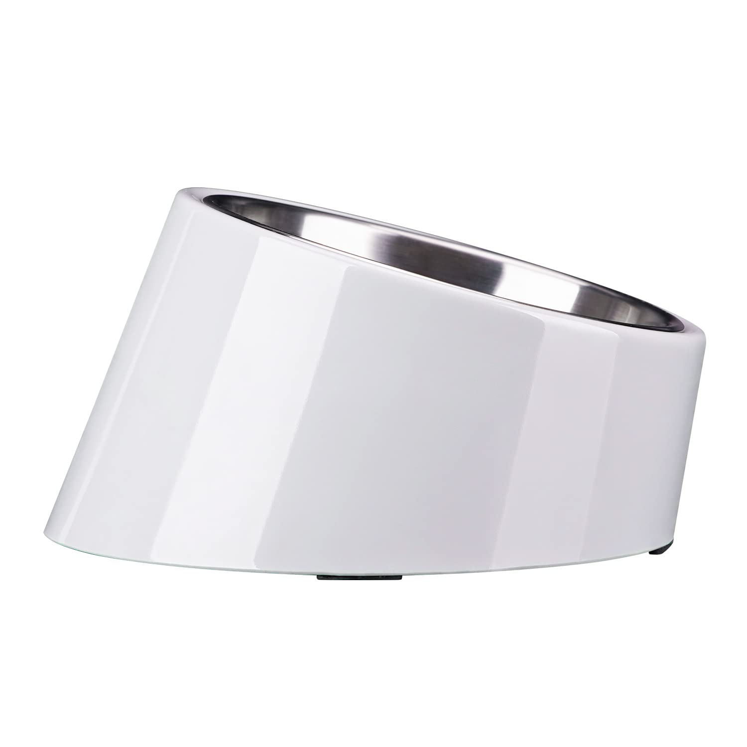 Photo 1 of SuperDesign Mess Free 15° Slanted Bowl for Dogs and Cats, Tilted Angle Bulldog Bowl Dog Feeder, Non-Skid & Non-Spill, Easier to Reach Food S/0.5 Cup Gray