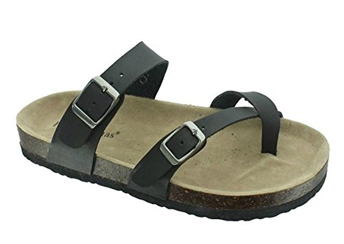 OUTWOODSWomen's Bork-30 Vegan Leather Slide On Toe Loop Sandals