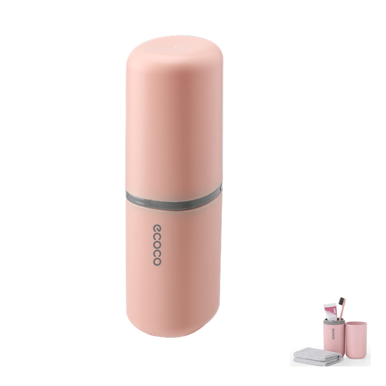 Meiyijia Travel Water Cup Set, Toothbrush Holder for Toothbrushes and Toothpaste, Toothbrush Cup, Suitable for Camping, Travel, Business Trips, Pink
