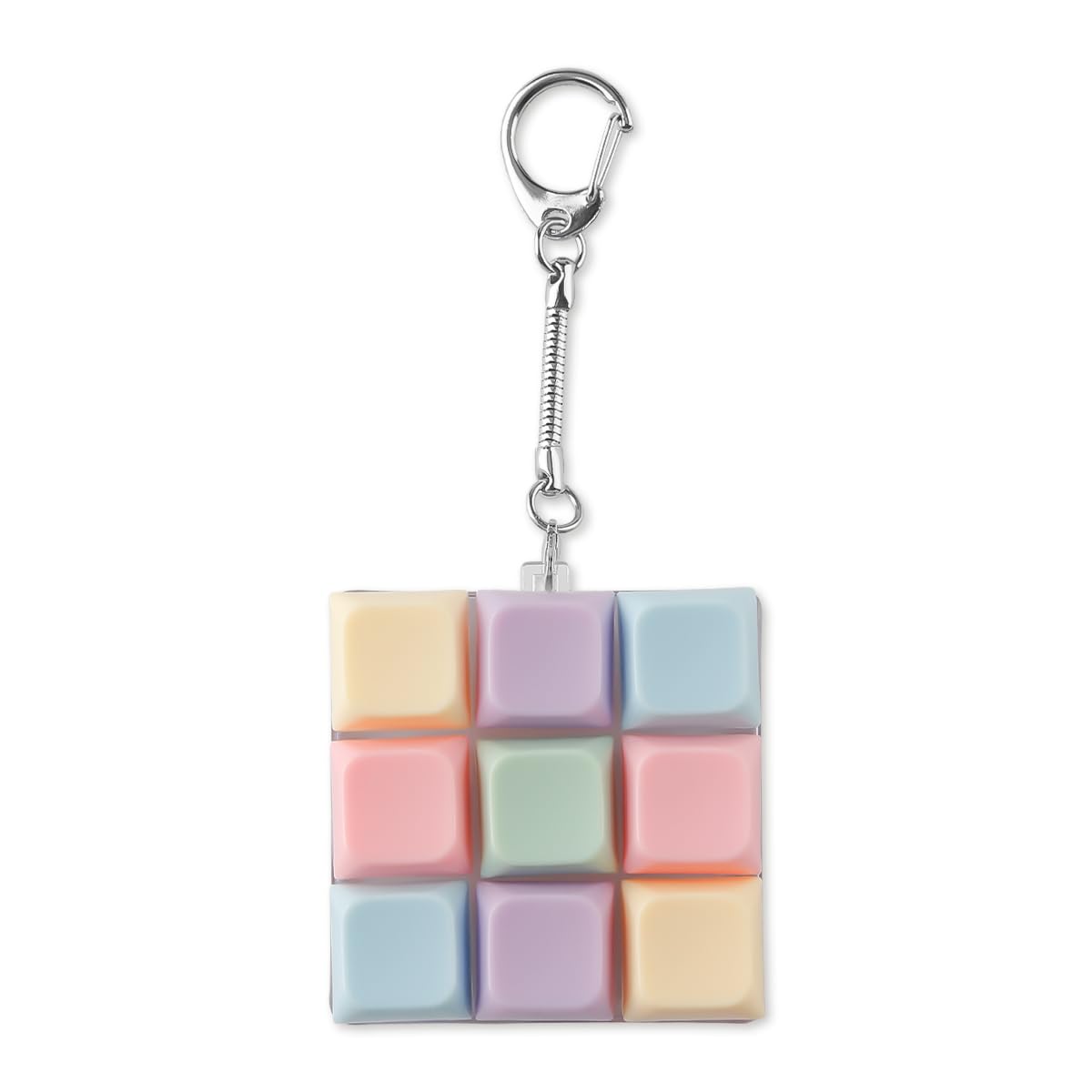 Lotsdonxia 3x3 Clickable Keyboard Fidget Toy with Metal Keyring - Tactile Sensory Stress Relief Gadget for Office, Studying & Focus, Portable PVC Desk Accessory