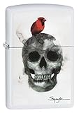 Zippo Spazuk Skull Design Pocket Lighter, White Matte with Skull