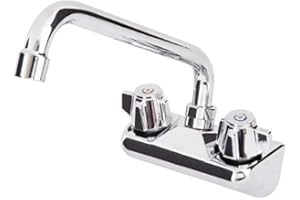 POIGET Commercial Wall Mount Bar Sink Faucet w/ 4" Center and 10" Spout