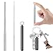 Reusable Metal Straws, Portable Stainless Steel Straw with Key-chain Case, Collapsible Telescopic Drinking Straws for Travel, Black