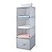 mee'life 4-Shelf Hanging Cloest Organizer, Polyester Fabric Hanging Shelves with 1 Drawer-for Clothes Storage and Accessories,11.9x11.9x31.5 inches(Gray)