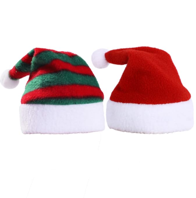 Dusenly 2pcs Pet Cat Dog Christmas Hat Red Green Pet Santa Hats Holiday Party Cute Costumes for Small Dogs Cats