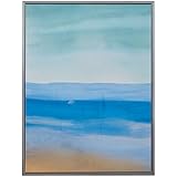 Marca Amazon - Remache abstracto verde y azul Sea Breeze lienzo de pared con marco plateado, 31.75 "x 41.75"