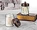 Amolliar Apothecary Jars Bathroom Storage Organizer - Cute Qtip Dispenser Holder Vanity Canister Jar Glass with Lid for Cotton Swabs,Rounds,Bath Salts,Makeup Sponges,Hair Accessories/Bronze (1 Pack)