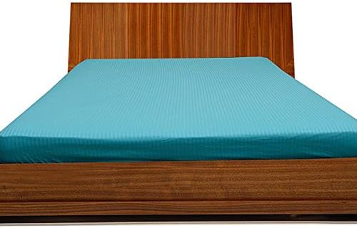 1 Piece Fitted Sheet Sheet 19 inches Deep Pocket 400 Thread Count Stripe Pattern 100% Egyptian Cotton Available in 3 Different Sizes California King/ King/Full &amp; 26 Colors (Cal-King ,Turquoise).