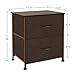 WLIVE Nightstand, 2 Drawer Dresser for Bedroom, Small Dresser with 2 Drawers, Bedside Furniture, Night Stand, End Table with Fabric Bins for Bedroom, College Dorm, Brown