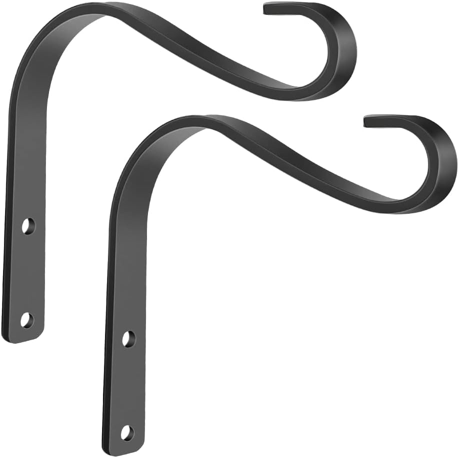 Outdoor Hanging Brackets - Vindar 2 Pack 5 inches Small Decorative Iron Metal Wall Hooks Mason Jar Sconces Hanger Wall Mount Lantern Hooks for Hanging, Coats, Plant Bracket, Bird Feeders, Solar Lights, Home Decor Hooks