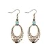 Peony.T Women' Girls' Bohemia Tribal Vintage Dangle Earrings With Turquoise Bead Inlay Nickel Free