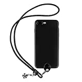 pzoz Case Compatible iPhone 7 Plus/8 Plus Case, Slim Silicone Lanyard Case Cover Holder Long Hanging Neck Wrist Strap Outdoors Travel Necklace Compatible iPhone 7 Plus/8 Plus (Black)
