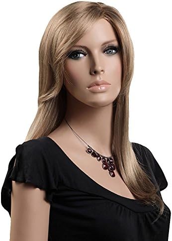 Troadzwig Blonde Brown Long Straight Oblique Bangs Hair Natural Realistic Fashion Full Wigs for Women Kanekalon Fiber Synthetic