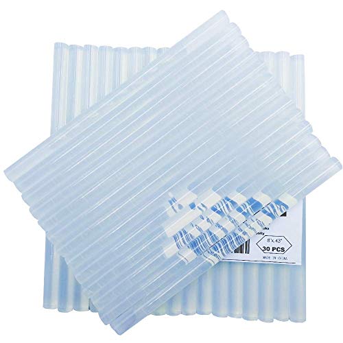 Hot Glue Sticks,Full Size,8" Long x .43" Diameter,30 Counts,Clear,for Large Hot Glue Guns