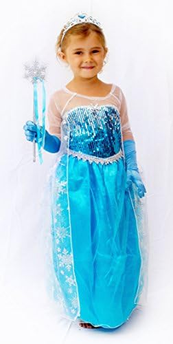 Snow Queen Dlx Costume Set - Includes Tiara, Wand and Gloves (Med 4/5)