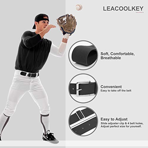 LEACOOLKEY Men Baseball Belt-Youth/Adult Baseball Belt-Baseball/Softball Uniform Men Belt Black Color(35-44 inches)