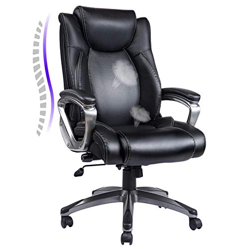 REFICCER Bonded Leather Office Chair Adjustable Builtin Lumbar