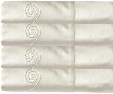 Veratex The Swirl Collection 100% Egyptian Cotton Sateen 300 Thread Count Swirl Bedroom Sheet Set, California King, Blue