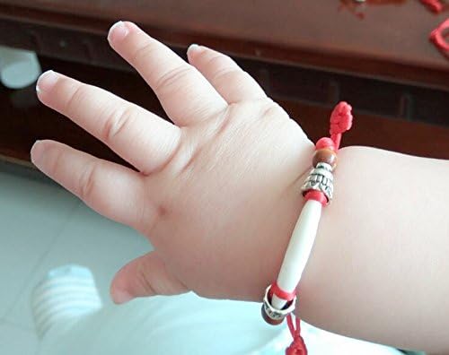 2pcs Handmade Newborns Baby Red String Kids Bracelets for Protection and good luck (Tibetan silver)