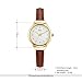 GEORGE SMITH Lady's 22 mm Small Unique Golden White Dial Wristwatch with Slim Brown Genuine Leather Band
