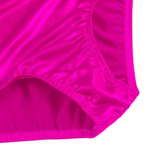 Tigerhu Leotards for Girls Gymnastics Athletic Sparkly Dancewear Activewear, Rose Red 12
