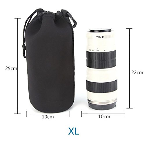 4 Pcs (S+M+L+XL) Camera Neoprene DSLR Lens Soft Pouch Protector Case Cover Sleeve Bag Set for Canon Nikon SLR DSLR Camera