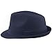 The Hat Depot Unisex Cotton Twill Herringbone Fedora Hat (S/M, Navy)