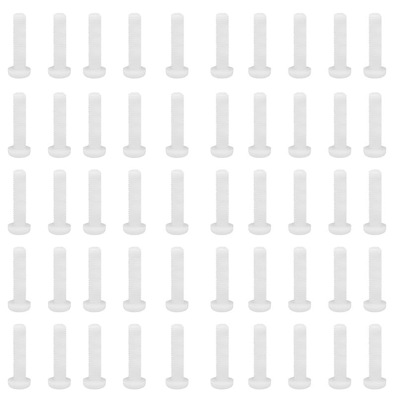 50Pcs Nylon Cross Screws for M3,White Threaded Nylon Screws,Plastic Phillips Pan Head Machine Screws 30mm