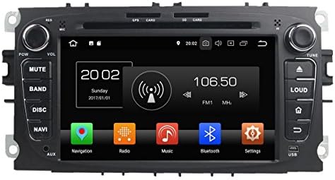 (Black) 7 Inch Touchscreen Android 8.0 Car Stereo For Ford Mondeo(2007-2012)/Focus(2008-2011)/S-Max(2007-2012), 32G Flash 4G DDR3 RAM GPS Navigation DVD Player