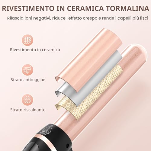 NWOUIIAY Curling Iron 5 in 1 Set Ceramic Curling Iron with Adjustable Temperature 80 °C - 230 °C and LCD Display Wave Straightener for Hair with 9-32 mm Different Irons and Automatic Shut-off