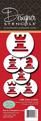 Designer Stencils C486 Chess Cookie Stencil Set, Beige/semi-transparent
